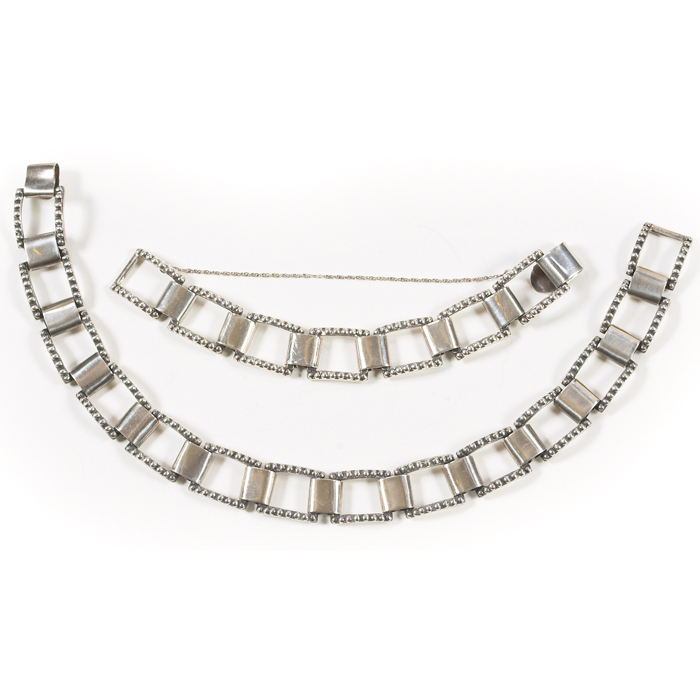 Appraisal: Los Castillo necklace and bracelet sterling Mexico the bracelet canbe