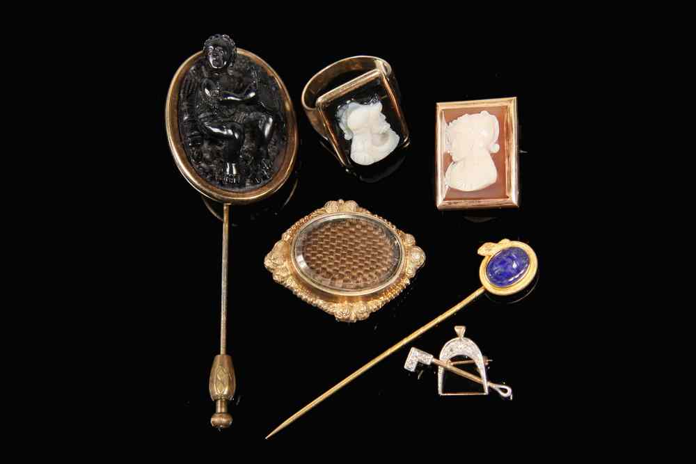 Appraisal: JEWELRY LOT - Piece lot of Victorian jewelry includes gent's