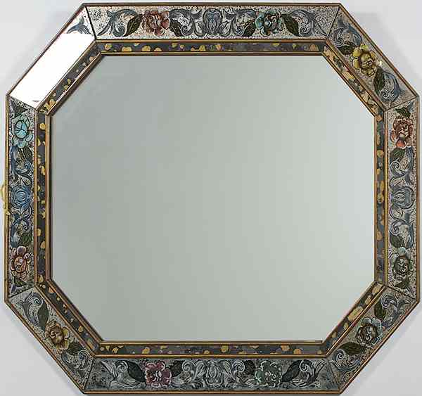 Appraisal: Italian Mirror Italian th century A reverse painted mirror with