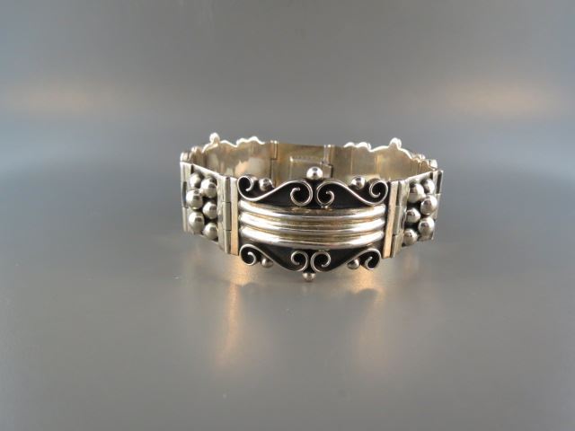 Appraisal: Sterling Silver Bracelet Mexican designer type wide long grams