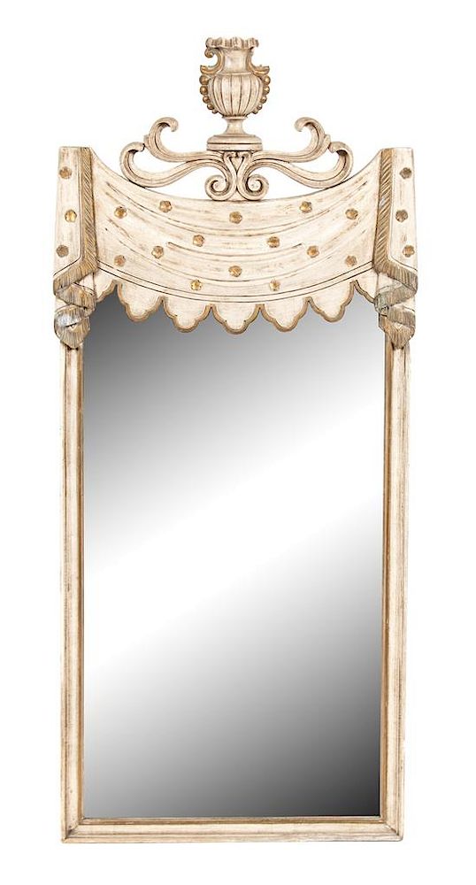 Appraisal: An Italian Directoire Style Painted and Parcel Gilt Mirror Height