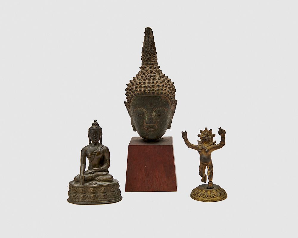 Appraisal: Bronze Head of Buddha together with a Bronze Seated Buddha