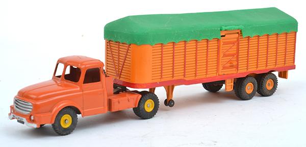 Appraisal: FRENCH DINKY B WILLEME TRACTOR AND CLOSED TRAILER RED-ORANGE CAB