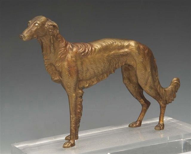 Appraisal: A CONTINENTAL COLD PAINTED BRONZE MODEL of a Borzoi by