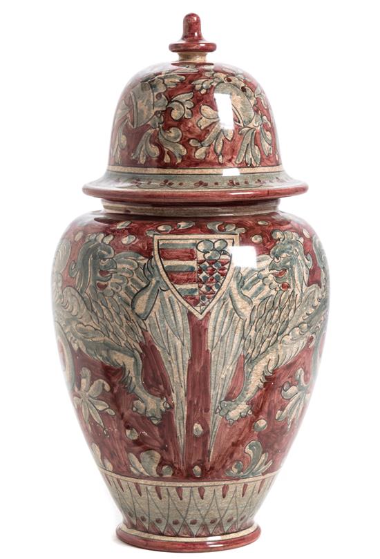 Appraisal: Sale Lot A Biagioli Gubbio Ceramic Covered Vase th century