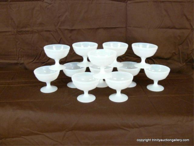 Appraisal: Circa 's Opalescent Milk Glass Stemmed Dessert - set includes