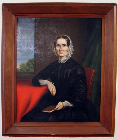 Appraisal: Portrait of a seated woman with book window open to