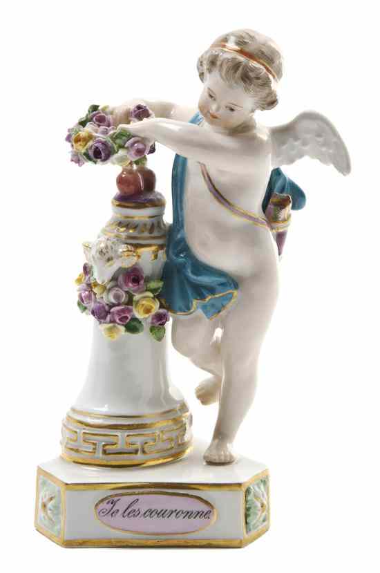 Appraisal: A Meissen Porcelain Figure of a Putto Je les couronne