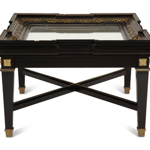 Appraisal: A Neoclassical Style Ebonized Low Table with a Brass Inlaid