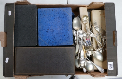 Appraisal: A collection of silver plated items including boxed cutlery set