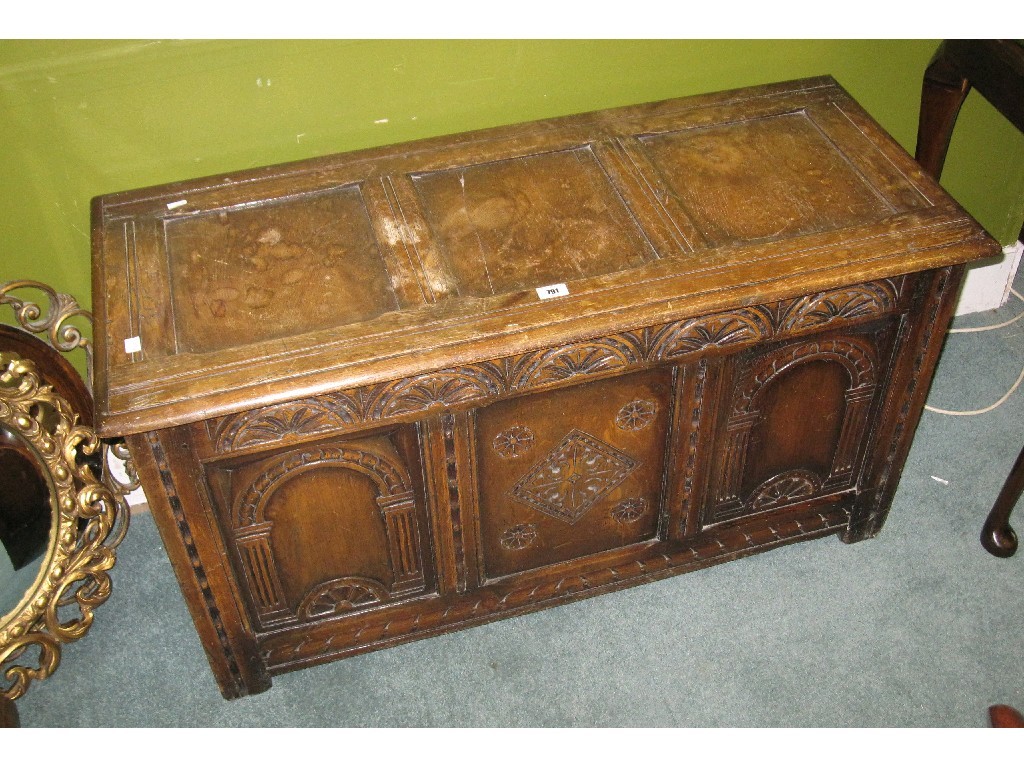 Appraisal: Carved oak blanket box