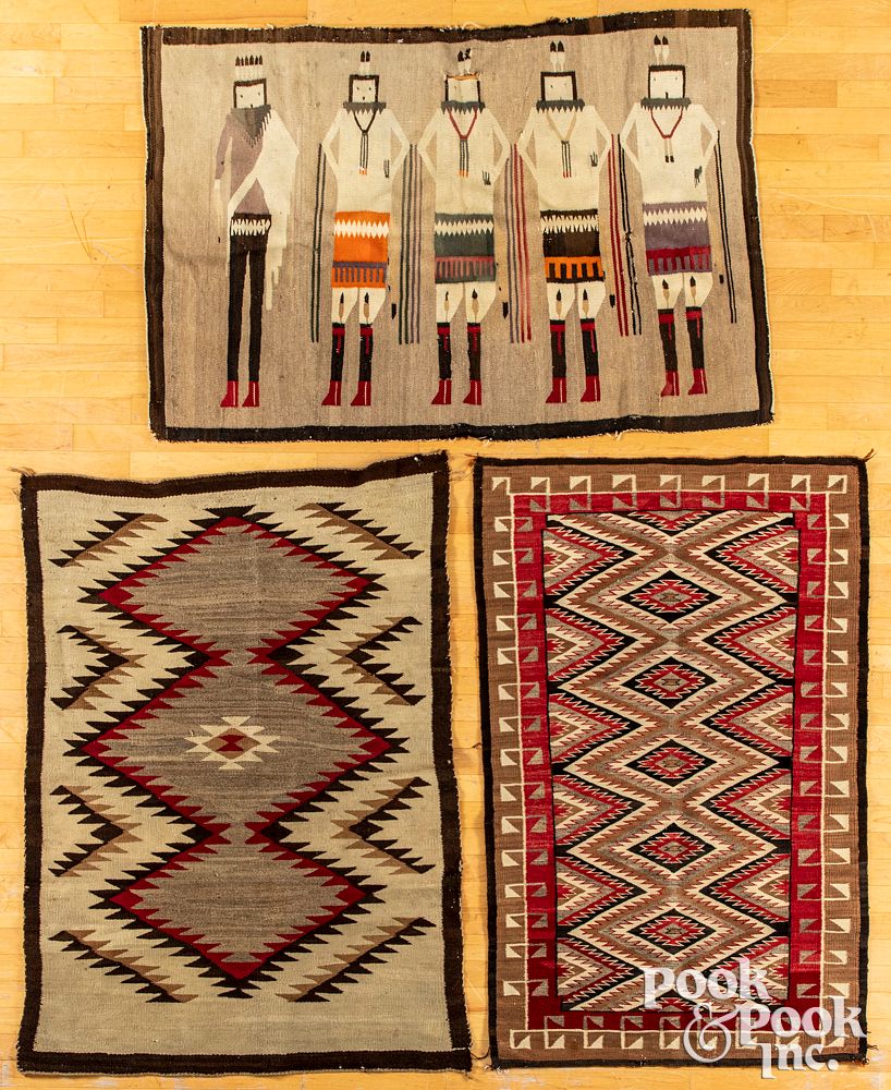 Appraisal: Three Navajo Indian textiles Three Navajo Indian textiles to include