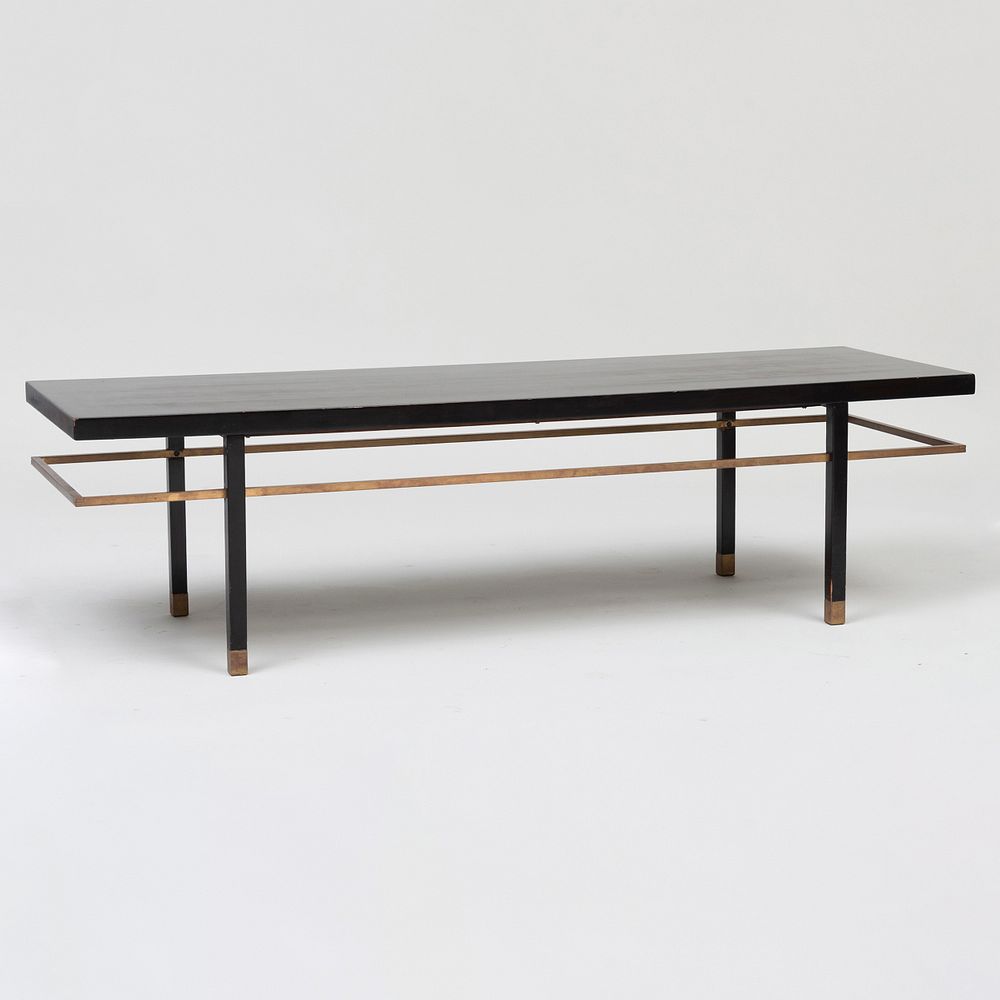 Appraisal: Harvey Probber Brass-Mounted Ebonized Coffee Table x ft x in