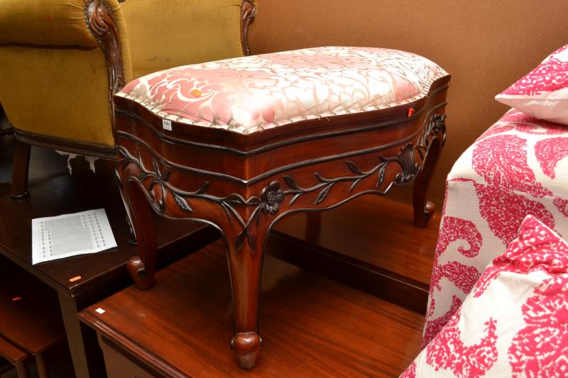 Appraisal: A CONTINENTAL STYLE LIDDED STOOL WITH UPHOLSTERED SEAT A CONTINENTAL