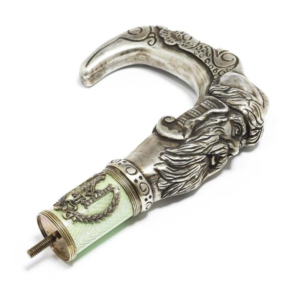 Appraisal: AN ENAMEL CANE HANDLE St Petersburg - Partially gilded silver