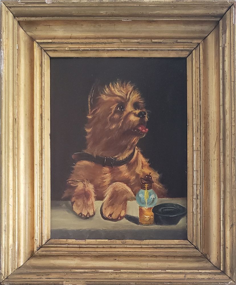 Appraisal: Oil on Board Portrait of a Yorkshire Terrier th Century