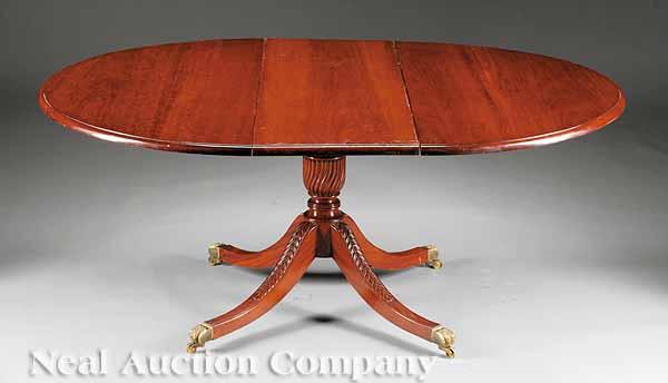 Appraisal: A George III-Style Carved Mahogany Pedestal Dining Table the circular