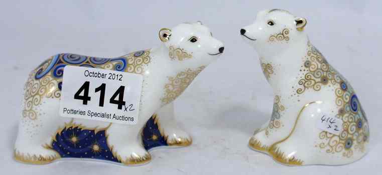 Appraisal: Royal Crown Derby paperweights of standing and sitting Polar Bear