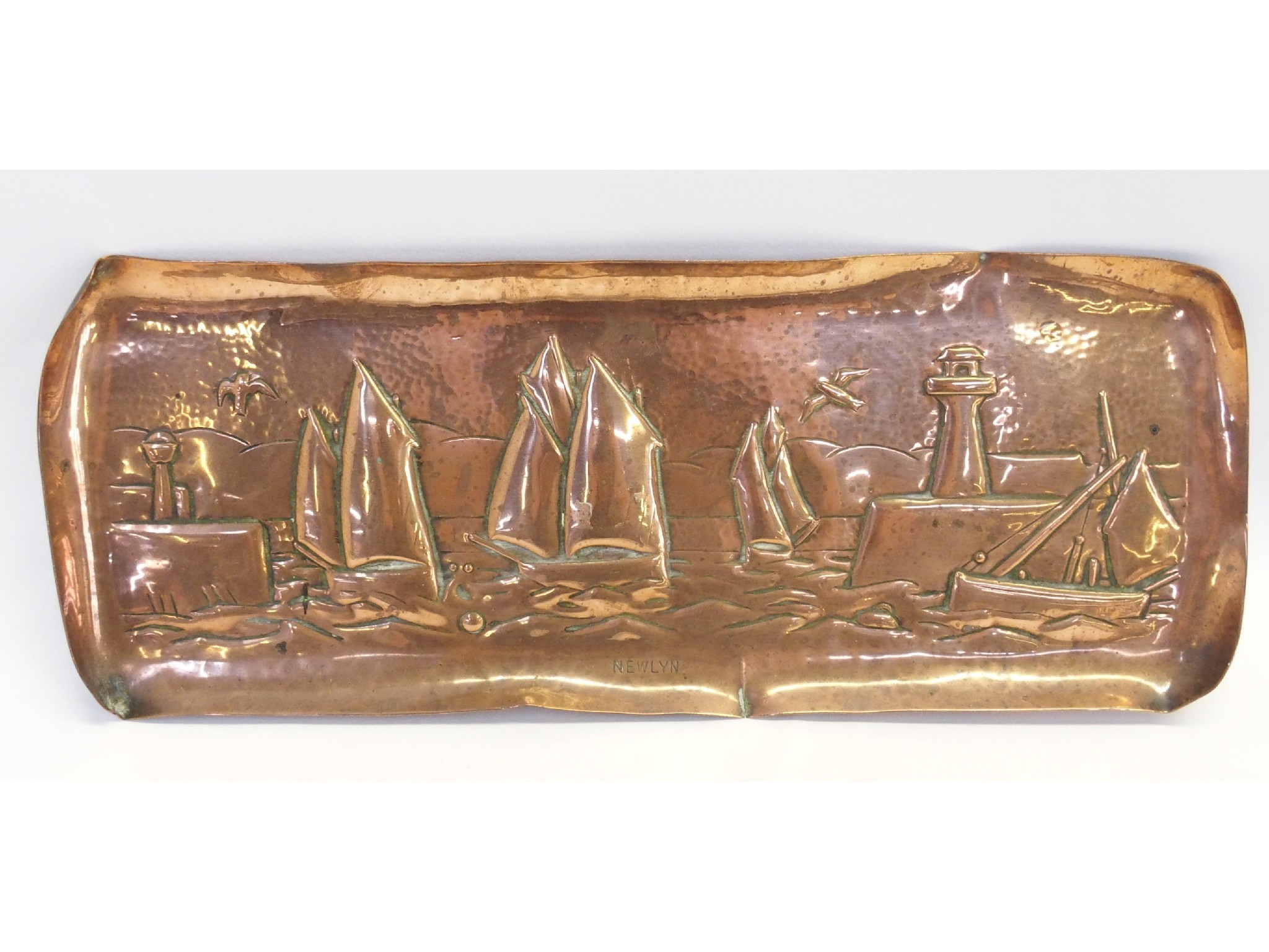 Appraisal: Hammered copper nautical dish titled Newlyn