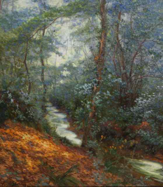 Appraisal: RENE STEVENS - Stream in the woods signed lower left