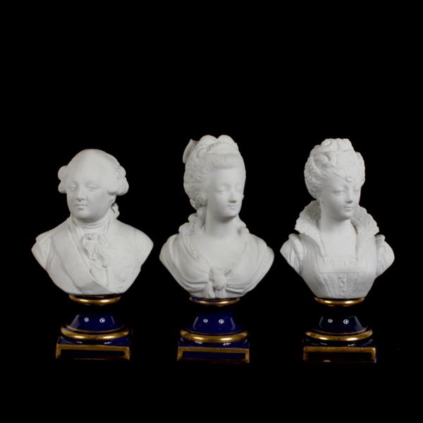 Appraisal: Three Sevres bisque busts of Louis XVI Marie Antoinette and