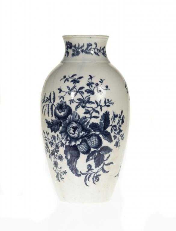 Appraisal: A WORCESTER VASE shouldered oviform with waisted neck transfer printed