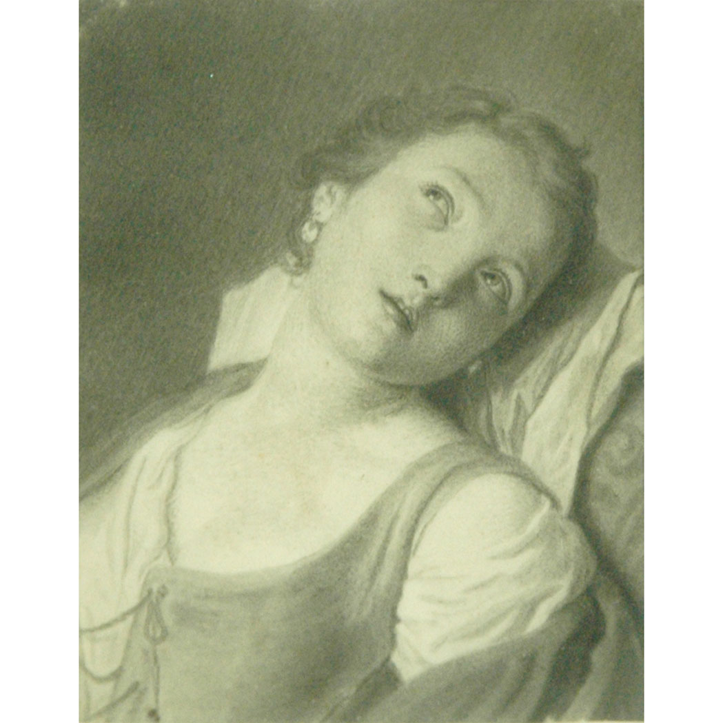 Appraisal: Attributed to Pietro Rotari Daydreaming Girl Black chalk and gray