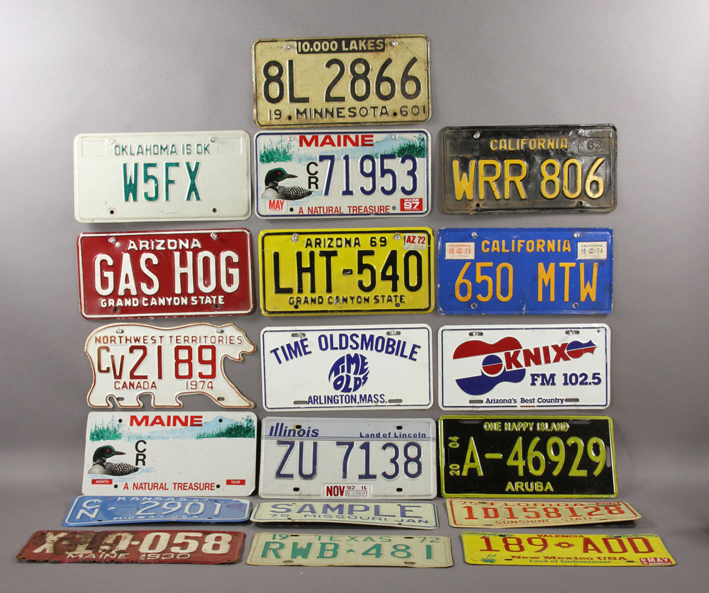 Appraisal: - License Plates Lot of sixteen assorted license plates form