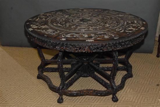 Appraisal: ORNATE INLAID CIRCULAR ORIENTAL TABLE