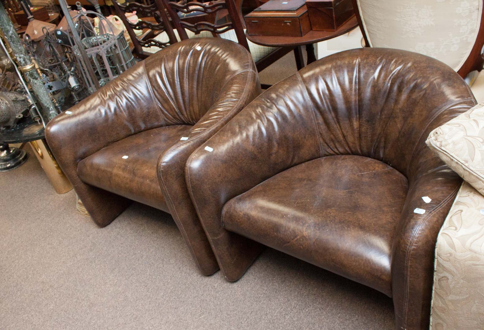 Appraisal: Four pieces of furniture including pair of vinyl armchairs and