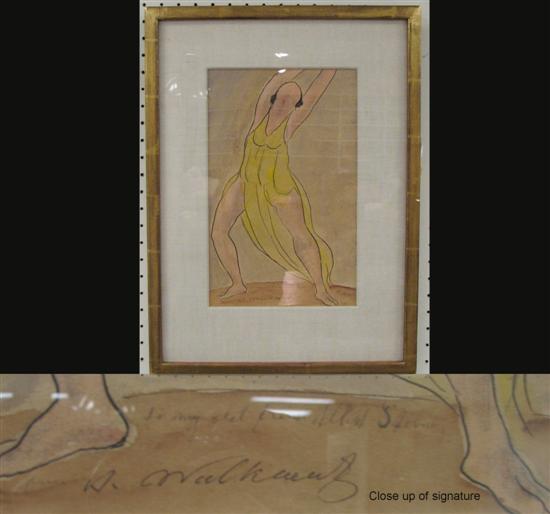 Appraisal: Abraham Walkowitz American - mixed media dancer Isadora Duncan wearing