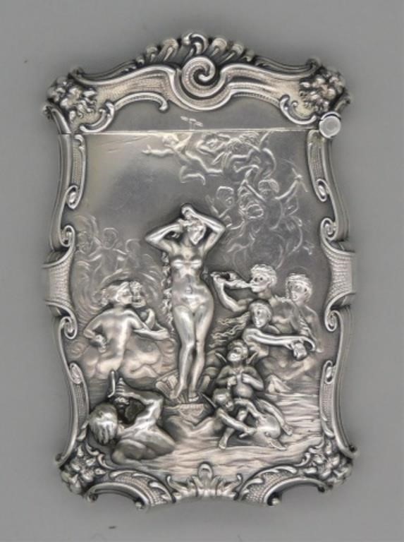 Appraisal: ART NOUVEAU STERLING SILVER MATCH SAFE EMBOSSEDshaped case with nude