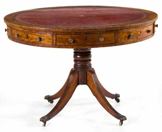 Appraisal: Regency mahogany rent table early th century circular gilt-tooled leather