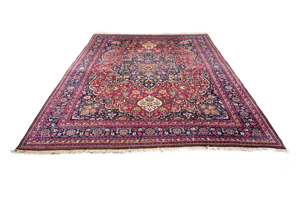 Appraisal: MESHAD RED BLUE FIELD CARPETCondition pile thick A few scattered