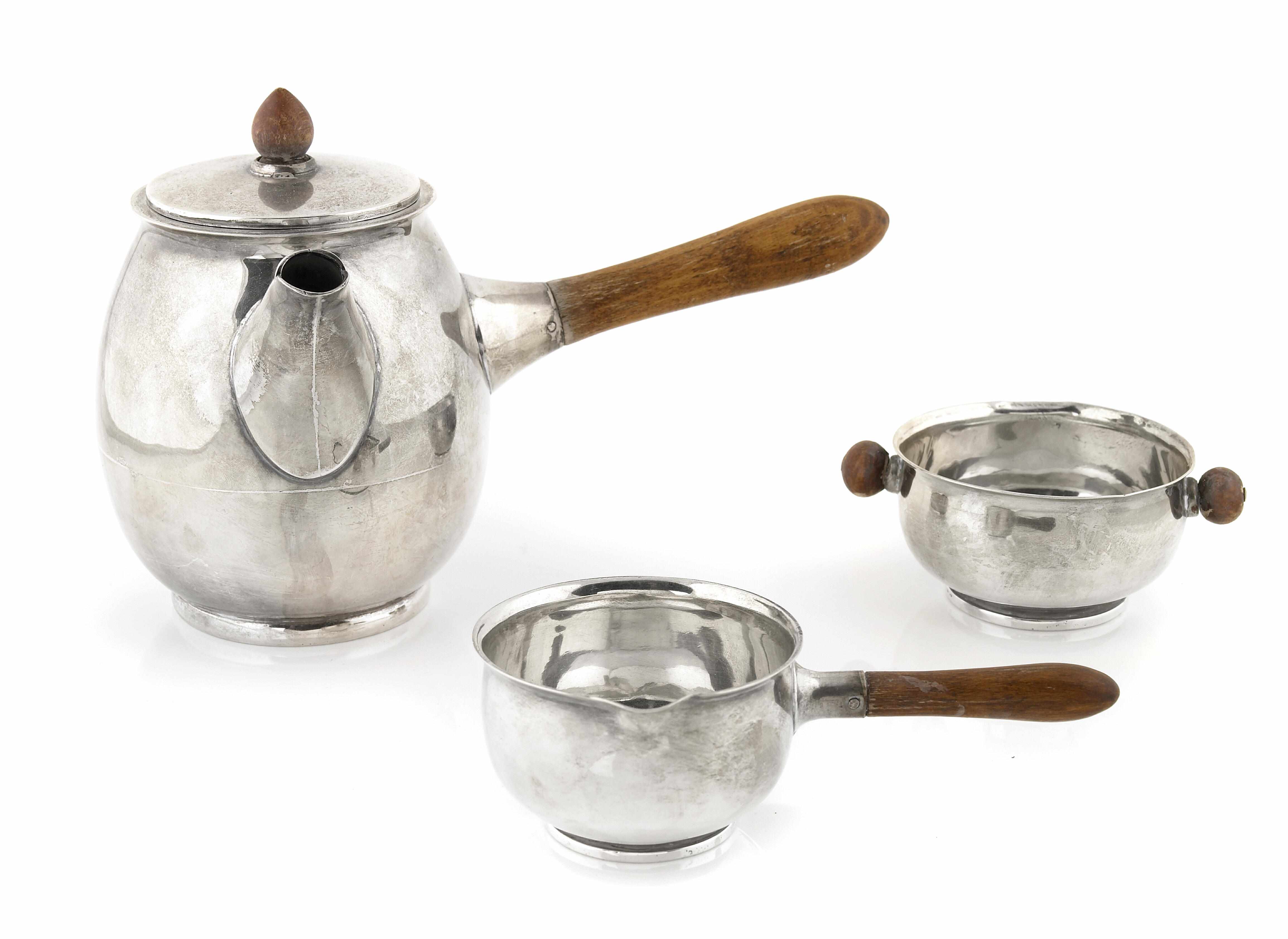 Appraisal: A Mexican sterling silver Modernist three piece coffee service Sanborns