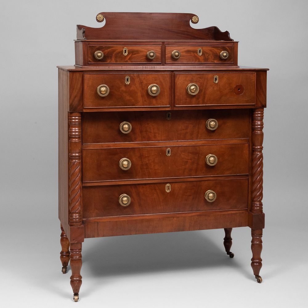 Appraisal: Late Federal Carved Mahogany Chest of Drawers ft x x