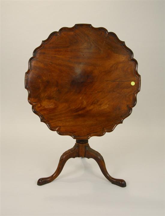 Appraisal: GEORGE III MAHOGANY TILT TOP TRIPOD TABLE late th century