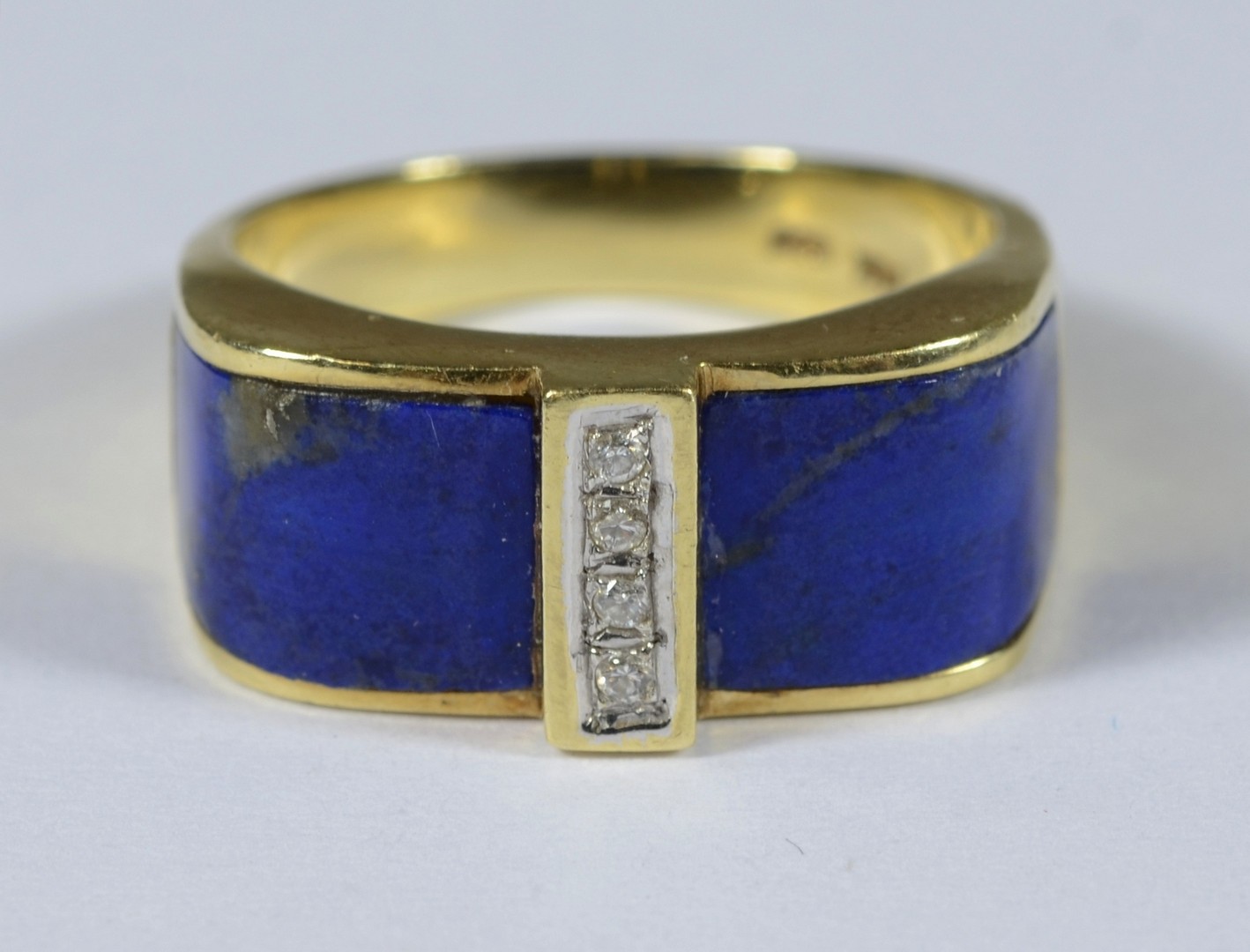 Appraisal: K YG ring w lapis lazuli top small diamonds size