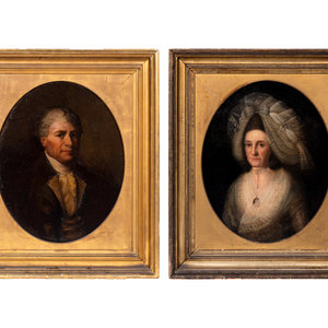 Appraisal: Attributed to Gilbert Stuart American - Pair of Portraits Moses