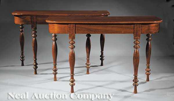 Appraisal: A Pair of West Indies Carved Courbaril Console Tables c