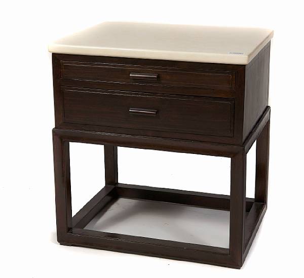 Appraisal: A sectional side table with two drawers McGuire Furniture Company