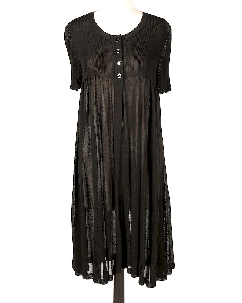 Appraisal: Chanel Sheer Black Tunic Top Size Chanel size sheer open