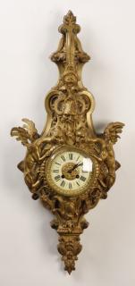 Appraisal: th c French gilt bronze cartel clock th century French