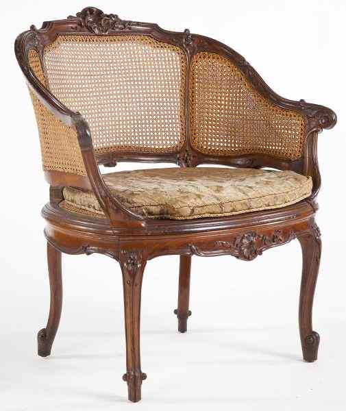 Appraisal: Louis XV Style Bergerelate th century walnut frame rounded shaped