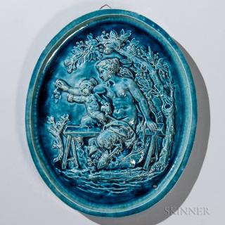 Appraisal: Chelsea Keramic Art Works Oval Faun Tile Chelsea Massachusetts c