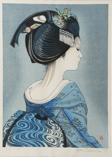 Appraisal: Jun'ichir Sekino Japanese - Blue kimono girl signed and dated