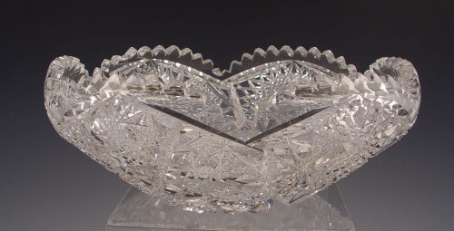 Appraisal: AMERICAN BRILLIANT CUT GLASS SCALLOP RIM BOWL In an usual