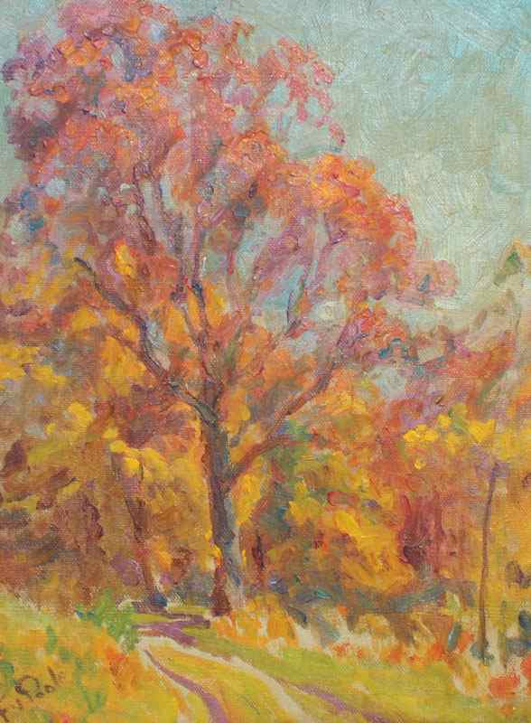 Appraisal: POOLE Fredrick American - Autumnal Impressionist Landscape Oil Canvas Board