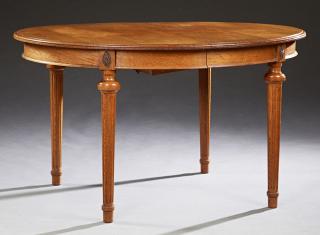 Appraisal: Louis XVI Style Carved Oak Oval Dining Table th c