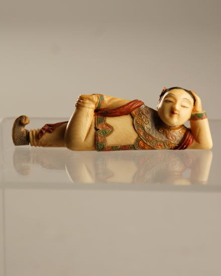 Appraisal: A Carved Polychromed Ivory Figural Snuff Bottle in the form